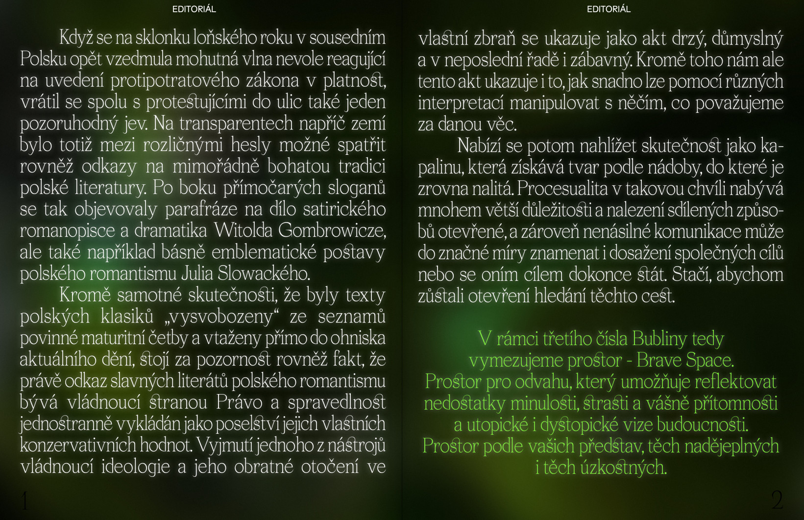 Editoriál: Brave Space